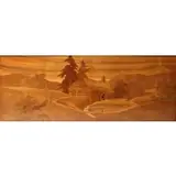 Émille Gallé, Inlaid Wood Panel in Fumed Oak Frame