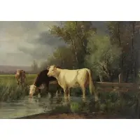 Cows Watering by Eugène Fromentin, Oil on Canvas, offered Jun 2018
