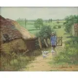 César Pattein, Cottage Scene, Oil on Board