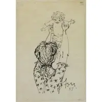 Fletcher Martin, Mother and Child, 1957, Ink on Japon Paper