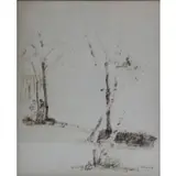 J. Watercolor Sommer, Figures and Trees