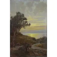Alexander Kircher, Sunset Landscape, Oil on Wood Panel