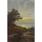 Alexander Kircher, Sunset Landscape, Oil on Wood Panel