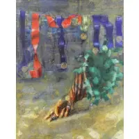 Lucien Dulfan, Untitled (Ribbons and Hand), Oil on Canvas