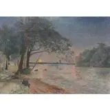Alfred Wahlberg, View of Kronenberg Castle at Sunset (Kronobergs Slottsruin Vid Helgasj?n), Oil on Canvas "View of Kronenberg Castle at Sunset" (Kronobergs Slottsruin Vid Helgasj?n)
