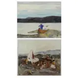 Michael Baxte, Untitled, Two Oils on Board