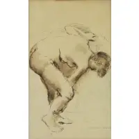 Nude Study by Raphael Soyer, Ink on Paper, offered Dec 2017