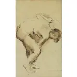 Raphael Soyer, Nude Study, Ink on Paper