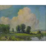 William Wendt, Summer Landscape, Oil on board