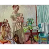 Lorena Phemister, Mother with Children, Oil on Board