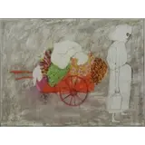 Gregorio Prestopino, Woman with Cart, Watercolor & Ink