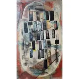 Mary Gardner Preminger, Atomic City, Oil and Sculpted Gesso on Masonite