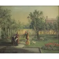John Linton Chapman, J. Linton Chapman / Albany Aug 1898, Oil on Canvas, Garden Scene