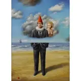 Man and Nude on the Beach by Rafał Olbiński, Oil on Canvas, offered Sep 2017