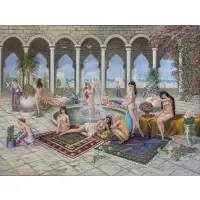 Harem Scene by Kristina Nemethy, Oil on Canvas, offered Sep 2017
