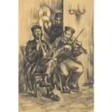 Leonid Pasternack, Musicians, Charcoal on Paper