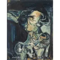 Leonard Besser, Modernist Figure 1963, Oil on Board