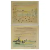 Albert. Two Marquet, Venice Scenes, Hand Colored Etchings