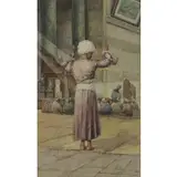 Jozef Pavlekovitch, Turkish Man at Prayer / Constantinople 1920, Orientalist Watercolor