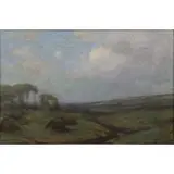 Walter Hartson, Moonrise at Sunset, Annapolis Valley, Nova Scotia, Oil on Canvas