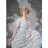 Richard Miller, Portrait of a Woman in Landscape, Oil on Canvas