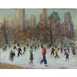 Fanny Holtzman, Ice Skating in Central Park, 1951, Oil on Canvas