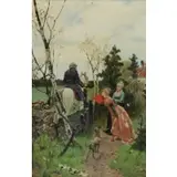 Hugo Darnaut, A Visitor on a Country Path, 1885, Oil on Panel