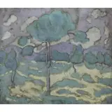 Spiros Papalucas, Landscape, Oil on Board