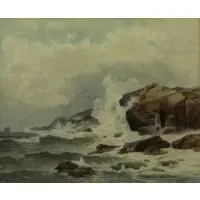 William Huston, Rocky Shore, Watercolor