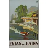 Lucien Péri, Evian Les Bains, Color Lithograph "Evian Les Bains"
