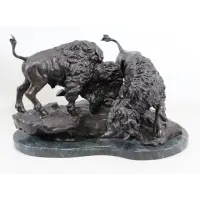 Stanley Johnson, Stanley Johnson (American, b.1939, active in Utah), Bronze Sculpture of Two Bison
