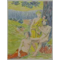 Hippolyte Petitjean, L'Age d'Or (From Pan), Color Lithograph "L'Age d'Or" (From Pan)