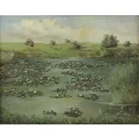 Theo Elsinger, Seerosen (Water lily), Oil on Canvas "Seerosen" (Water lily)