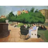 Louis Bouché, Park Scene, Oil on Canvas/Board