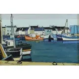 Jean-Claude Quilici, Chalutiers au Port / Bretagne, Oil on Canvas