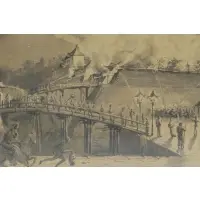 Gustave Doré, Burning of Nagoya Castle, Ink on Paper "Burning of Nagoya Castle"
