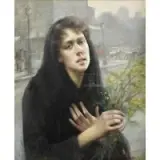 Maxime Dastugue, Girl with Flowers, Oil on Canvas