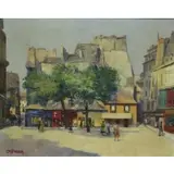 Charles Frolich, Street Scene, Oil on Canvas