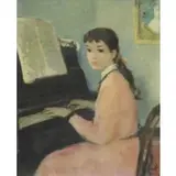 François Gall, Girl Playing Piano, Oil on Canvas