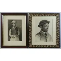 Untitled by Isabelle Ferry, Two 19th C. Charcoal on Paper Portraits, offered Jun 2015