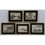 Robert Brown Johnston, Set of 5 Scottish Landscapes, Ink and Gouache on Paper
