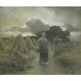 George Laugee, Women Harvesting Wheat, Pastel and Charcoal on Paper