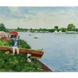 William Foreman, Figures at the Riverbank, Oil on Canvas