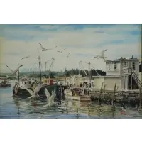 Dumping Bait by Arthur Hahn, Watercolor, offered Mar 2015