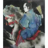 T. Oil on Canvas Berkowitz, Samurai on Horseback