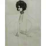 Charles Santore, Girl with Choker, Ink on Paper Illustration