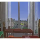 Thomas McKnight, Room with a View of a City, Oil on Canvas