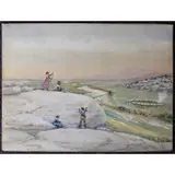 William Henry Jackson, W.H. Jackson 1941, Watercolor on Paper of Independence Rock, Wyoming