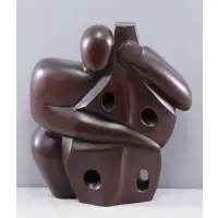 Eugène Martin, E.J. Martin 1980, Carved Wood Sculpture of a Jazz Musician