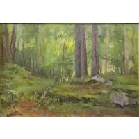 Valugin Forest by Petr Bortnov, Oil on Cardboard "Valugin Forest", offered Aug 2014